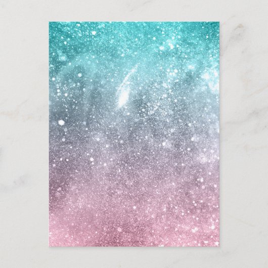 Aqua blauw Roze ombre zee sterrenstelsel abstract Briefkaart (Voorkant)