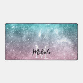 Aqua blauw Roze ombre zee sterrenstelsel abstract  Bureaumat (Voorkant)