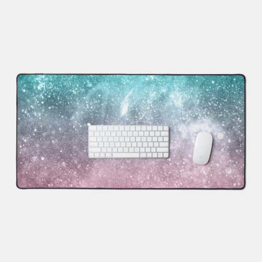 Aqua blauw Roze ombre zee sterrenstelsel abstract Bureaumat (Keyboard & Muis)