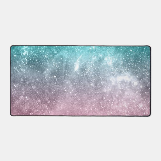 Aqua blauw Roze ombre zee sterrenstelsel abstract Bureaumat (Voorkant)