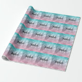 Aqua blauw Roze ombre zee sterrenstelsel abstract Cadeaupapier (Uitgerold)