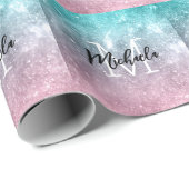 Aqua blauw Roze ombre zee sterrenstelsel abstract Cadeaupapier (Rol Hoek)