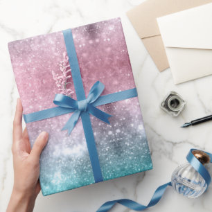 Aqua blauw Roze ombre zee sterrenstelsel abstract Cadeaupapier