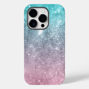 Aqua blauw Roze ombre zee sterrenstelsel abstract Case-Mate iPhone 14 Pro Hoesje