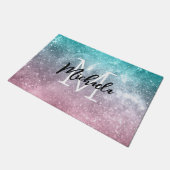 Aqua blauw Roze ombre zee sterrenstelsel abstract  Deurmat (Schuin)