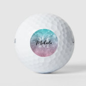 Aqua blauw Roze ombre zee sterrenstelsel abstract  Golfballen (Voorkant)