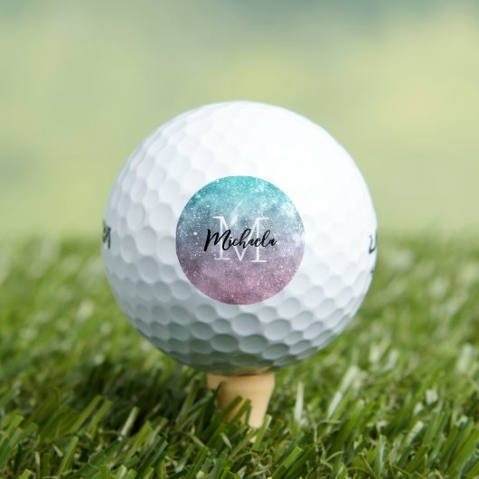 Aqua blauw Roze ombre zee sterrenstelsel abstract  Golfballen (Insitu Shirt)