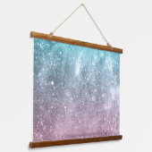 Aqua blauw Roze ombre zee sterrenstelsel abstract Hangend Wandkleed (Gebogen)