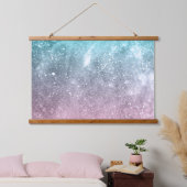 Aqua blauw Roze ombre zee sterrenstelsel abstract Hangend Wandkleed (Slaapkamer)