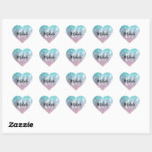 Aqua blauw Roze ombre zee sterrenstelsel abstract  Hart Sticker (Vel)