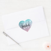 Aqua blauw Roze ombre zee sterrenstelsel abstract  Hart Sticker (Envelop)