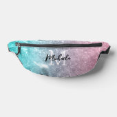 Aqua blauw Roze ombre zee sterrenstelsel abstract  Heuptasje (Liggend)