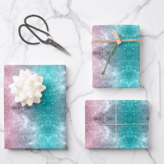 Aqua blauw Roze ombre zee sterrenstelsel abstract Inpakpapier Vel
