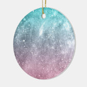 Aqua blauw Roze ombre zee sterrenstelsel abstract Keramisch Ornament (Links)