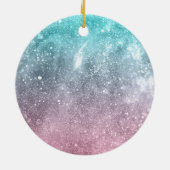 Aqua blauw Roze ombre zee sterrenstelsel abstract Keramisch Ornament (Achterkant)