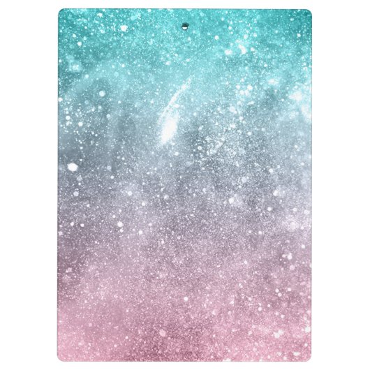 Aqua blauw Roze ombre zee sterrenstelsel abstract Klembord (Achterkant)