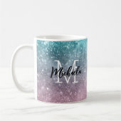 Aqua blauw Roze ombre zee sterrenstelsel abstract  Koffiemok (Links)