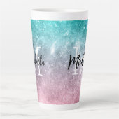 Aqua blauw Roze ombre zee sterrenstelsel abstract  Latte Mok (Voorkant)