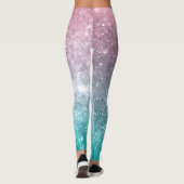 Aqua blauw Roze ombre zee sterrenstelsel abstract Leggings (Achterkant)