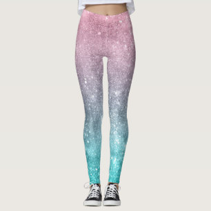 Aqua blauw Roze ombre zee sterrenstelsel abstract Leggings