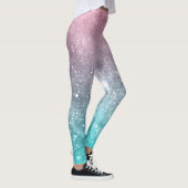 Aqua blauw Roze ombre zee sterrenstelsel abstract Leggings (Rechts)