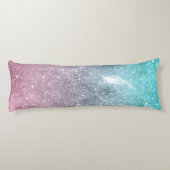 Aqua blauw Roze ombre zee sterrenstelsel abstract  Lichaamskussen (Achterkant)