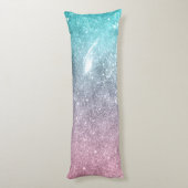 Aqua blauw Roze ombre zee sterrenstelsel abstract  Lichaamskussen (Achterkant (Verticaal))