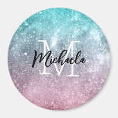 Aqua blauw Roze ombre zee sterrenstelsel abstract  Magneet (Voorkant)