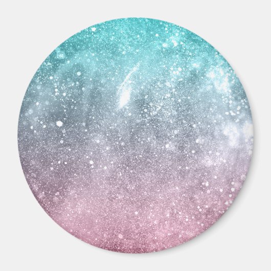 Aqua blauw Roze ombre zee sterrenstelsel abstract Magneet (Voorkant)