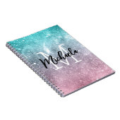 Aqua blauw Roze ombre zee sterrenstelsel abstract  Notitieboek (Rechterzijde)