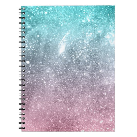 Aqua blauw Roze ombre zee sterrenstelsel abstract Notitieboek (Voorkant)