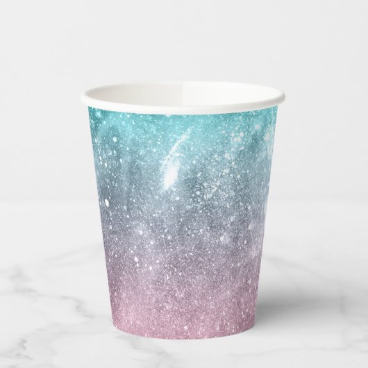 Aqua blauw Roze ombre zee sterrenstelsel abstract Papieren Bekers (Links)