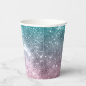 Aqua blauw Roze ombre zee sterrenstelsel abstract Papieren Bekers (Rechts)