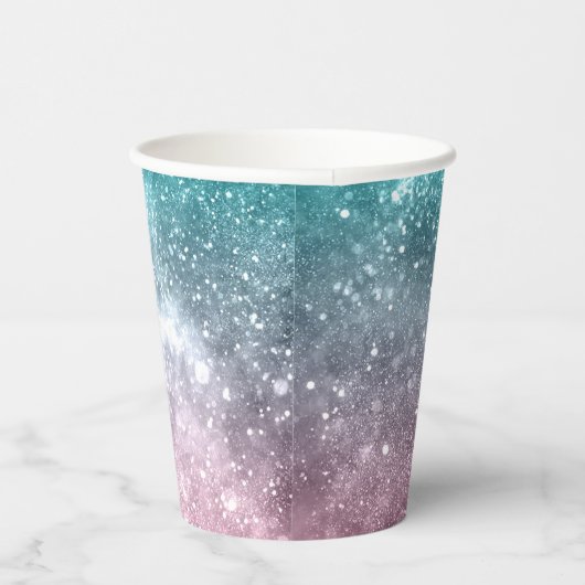 Aqua blauw Roze ombre zee sterrenstelsel abstract Papieren Bekers (Rechts)