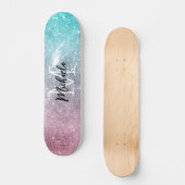 Aqua blauw Roze ombre zee sterrenstelsel abstract  Persoonlijk Skateboard (Voorkant)