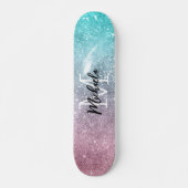 Aqua blauw Roze ombre zee sterrenstelsel abstract  Persoonlijk Skateboard (Voorkant)