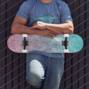 Aqua blauw Roze ombre zee sterrenstelsel abstract Persoonlijk Skateboard