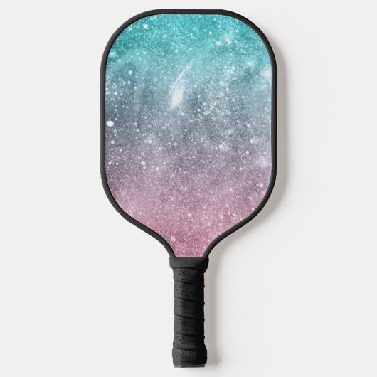 Aqua blauw Roze ombre zee sterrenstelsel abstract Pickleball Paddle (Voorkant)
