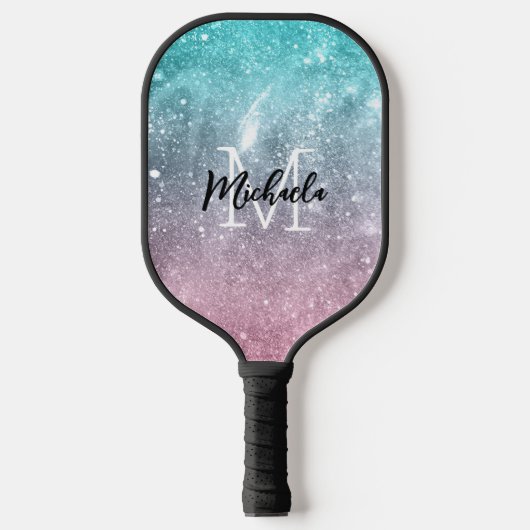 Aqua blauw Roze ombre zee sterrenstelsel abstract  Pickleball Paddle (Voorkant)