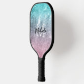 Aqua blauw Roze ombre zee sterrenstelsel abstract  Pickleball Paddle (Links)