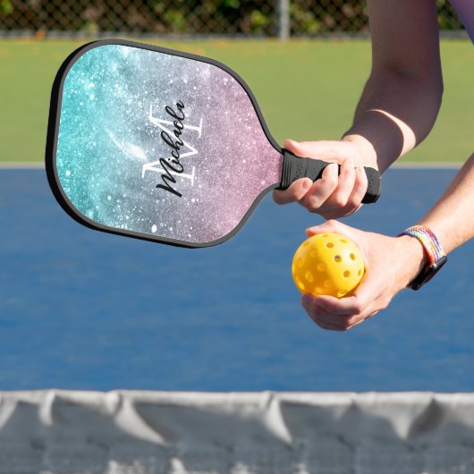Aqua blauw Roze ombre zee sterrenstelsel abstract  Pickleball Paddle (Insitu)