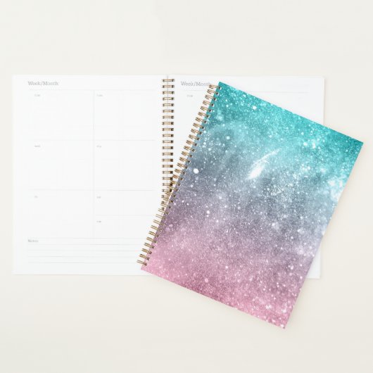 Aqua blauw Roze ombre zee sterrenstelsel abstract Planner (Display)
