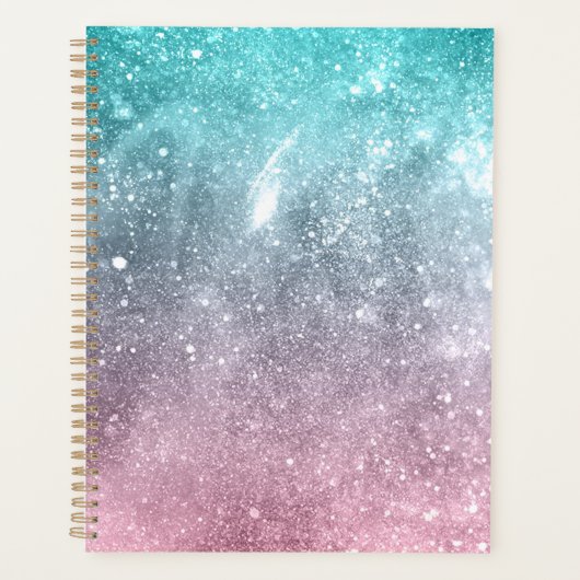 Aqua blauw Roze ombre zee sterrenstelsel abstract Planner (Voorkant)