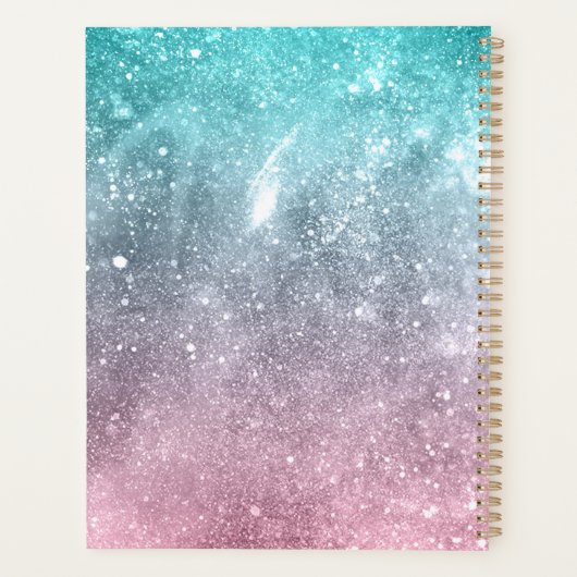 Aqua blauw Roze ombre zee sterrenstelsel abstract Planner (Achterkant)