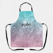 Aqua blauw Roze ombre zee sterrenstelsel abstract  Schort (Voorkant)