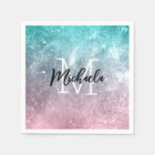 Aqua blauw Roze ombre zee sterrenstelsel abstract  Servet (Voorkant)