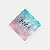 Aqua blauw Roze ombre zee sterrenstelsel abstract  Servet (Hoek)