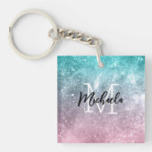 Aqua blauw Roze ombre zee sterrenstelsel abstract  Sleutelhanger (Voorkant)