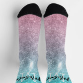 Aqua blauw Roze ombre zee sterrenstelsel abstract  Sokken (Top)