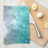 Aqua blauw Roze ombre zee sterrenstelsel abstract Theedoek (Quarter Fold)